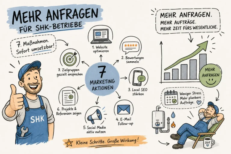 7 sofort umsetzbare Marketingmaßnahmen für SHK‑Betriebe, die mehr Anfragen bringen